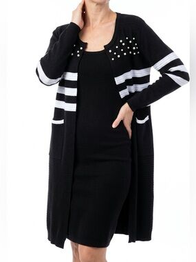 Goa pearl embellished long cardigan